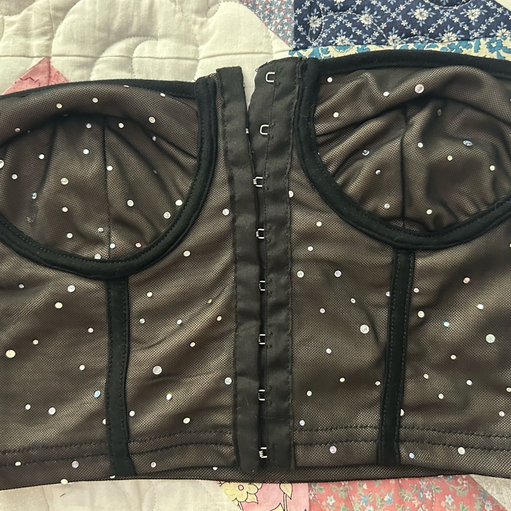 Black and Brown Polka Dot Bustier